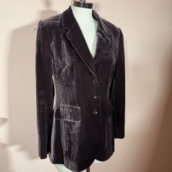 Vintage Jackets & Blazers - Vintage 1990’s Art deco purple grey silk velvet oversized luxury formal blazer